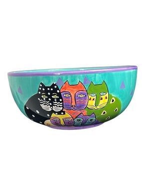Laurel Burch Vintage 1998 Folk Art Cats Bowl